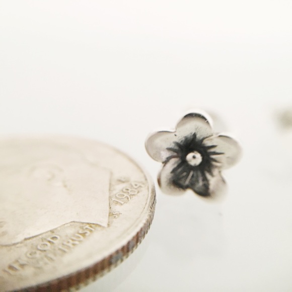 Cherry Blossom 925 Sterling Silver Stud Earrings - Picture 6 of 7